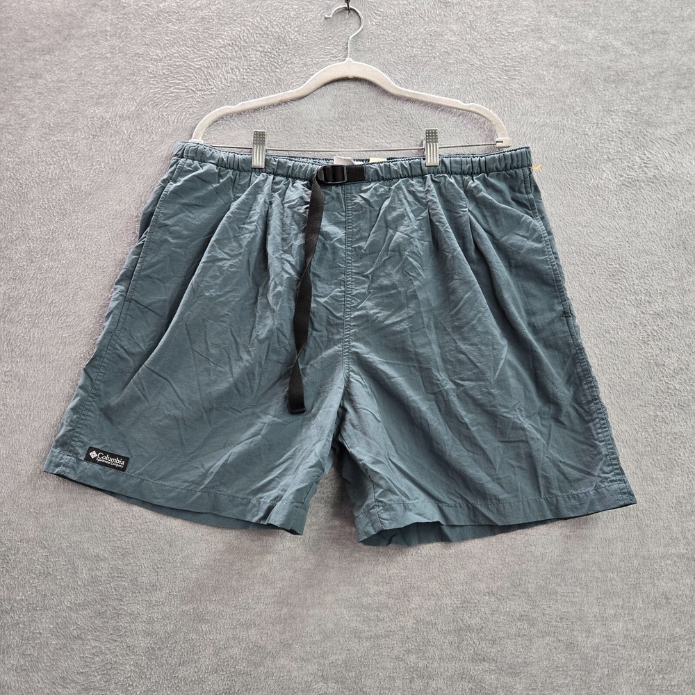 Columbia Men Short L Gray Solid Nylon Shell Blend‎ Polyester Liner 7"